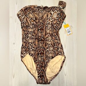 Kona Sol Snake Print One Piece Bathing Suit